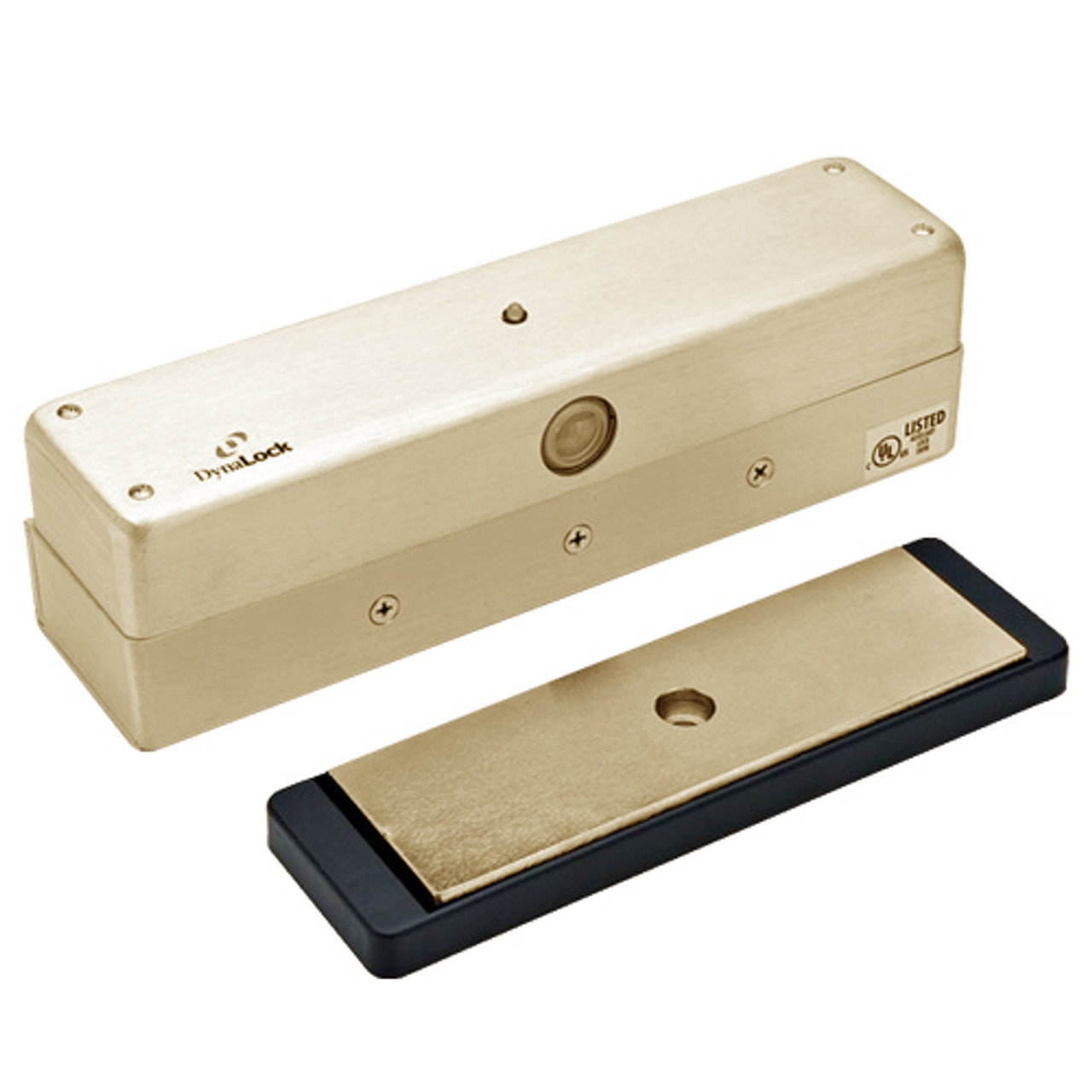 3006-HSM-US4 DynaLock 3006 Series 1500 LBs Single Outswing Free Egress Electromagnetic Lock with HSM in Satin Brass