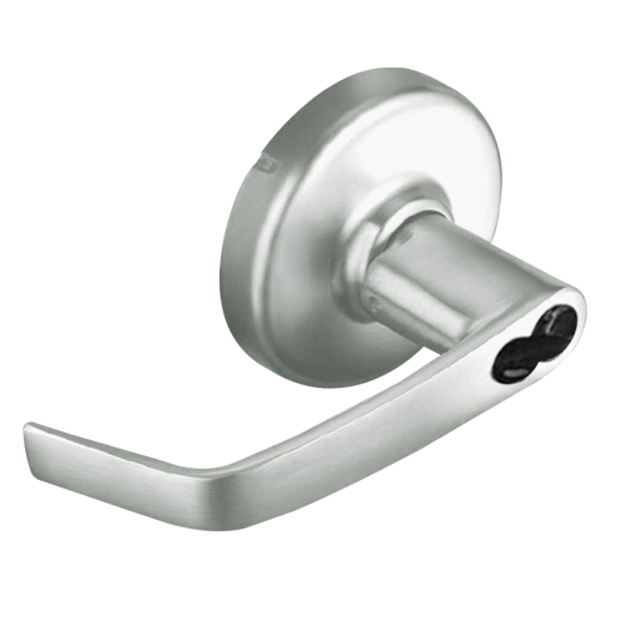 CL3132-NZD-618-CL6 Corbin CL3100 Series Vandal Resistant 6-Pin Less IC Core Institution Cylindrical Locksets with Newport Lever in Bright Nickel Plated Finish