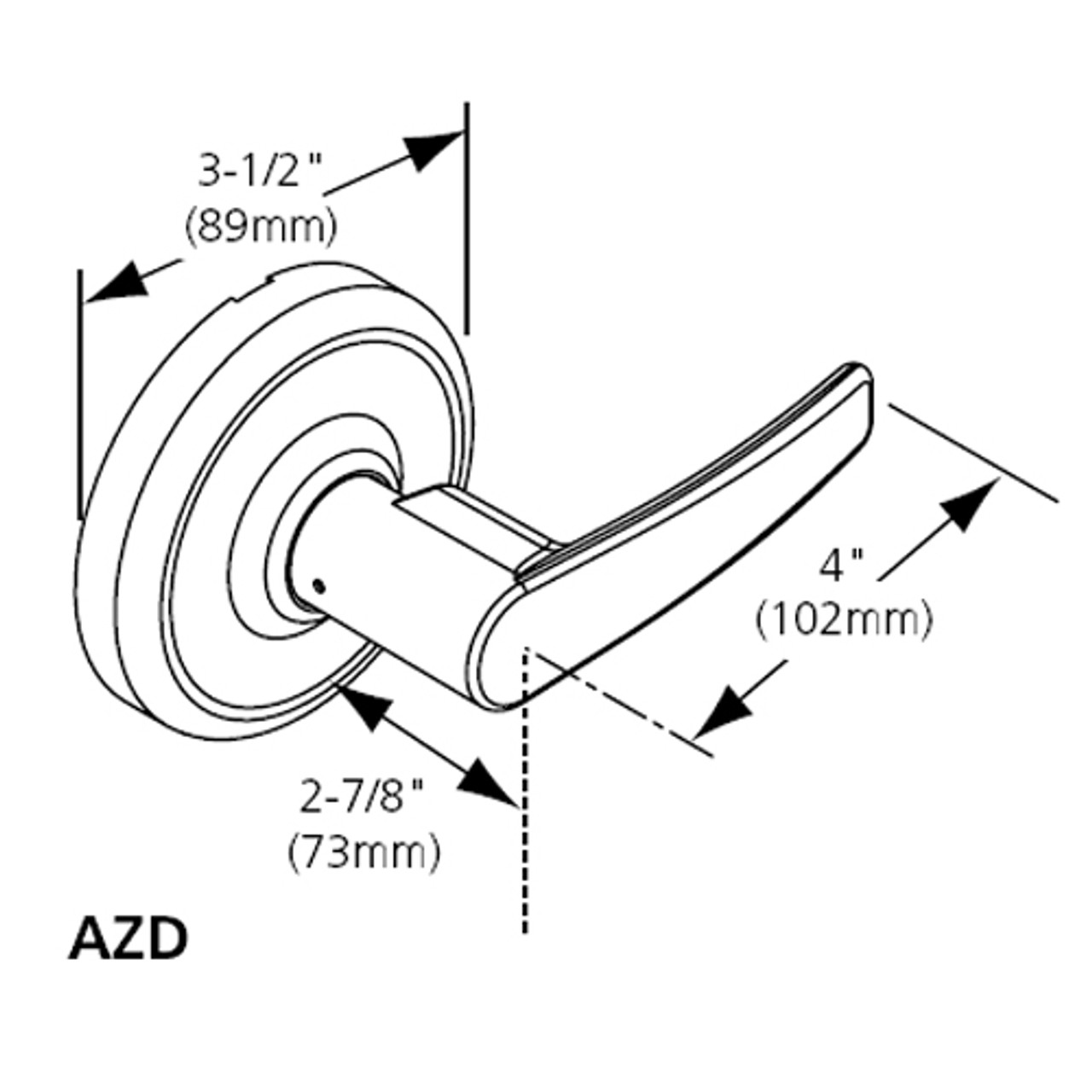 CL3150-AZD-626 Corbin CL3100 Series Vandal Resistant Half Dummy Cylindrical Locksets with Armstrong Lever in Satin Chrome