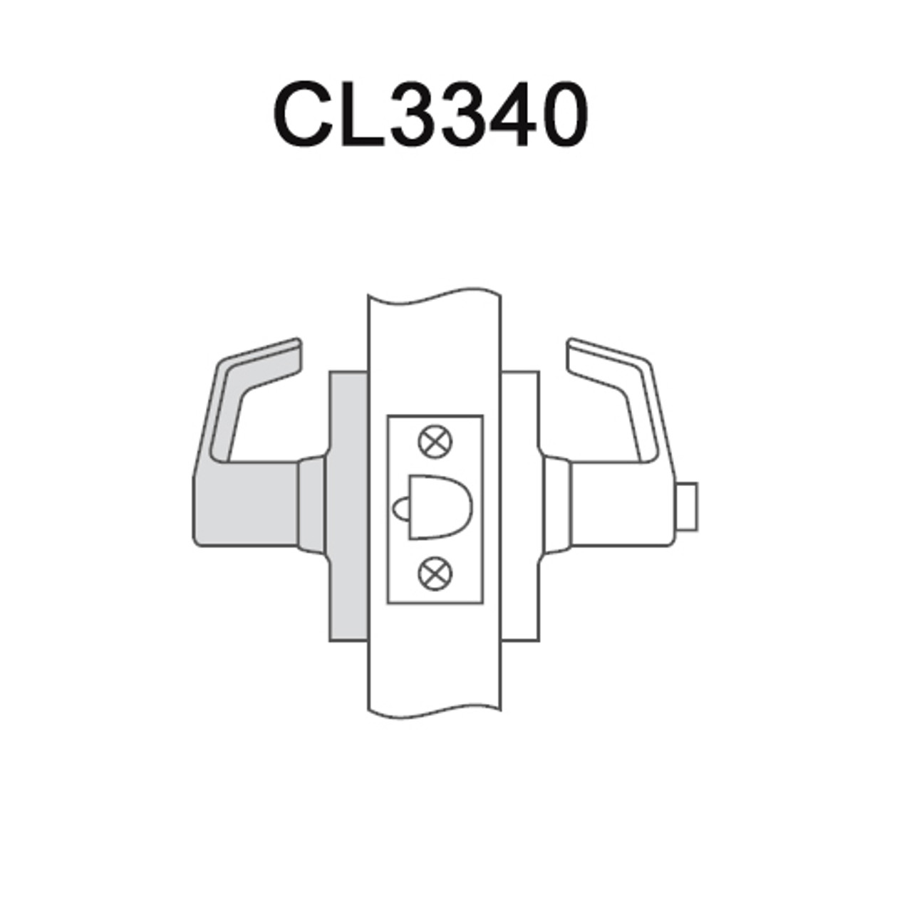 CL3340-AZD-625 Corbin CL3300 Series Extra Heavy Duty Patio Cylindrical Locksets with Armstrong Lever in Bright Chrome