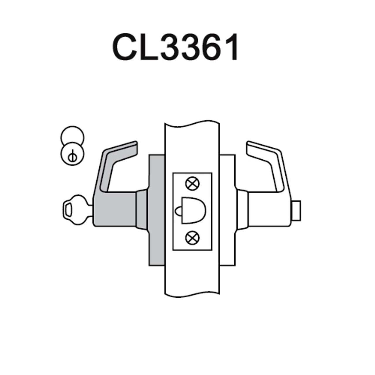 CL3361-AZD-626 Corbin CL3300 Series Extra Heavy Duty Entry or Office Cylindrical Locksets with Armstrong Lever in Satin Chrome