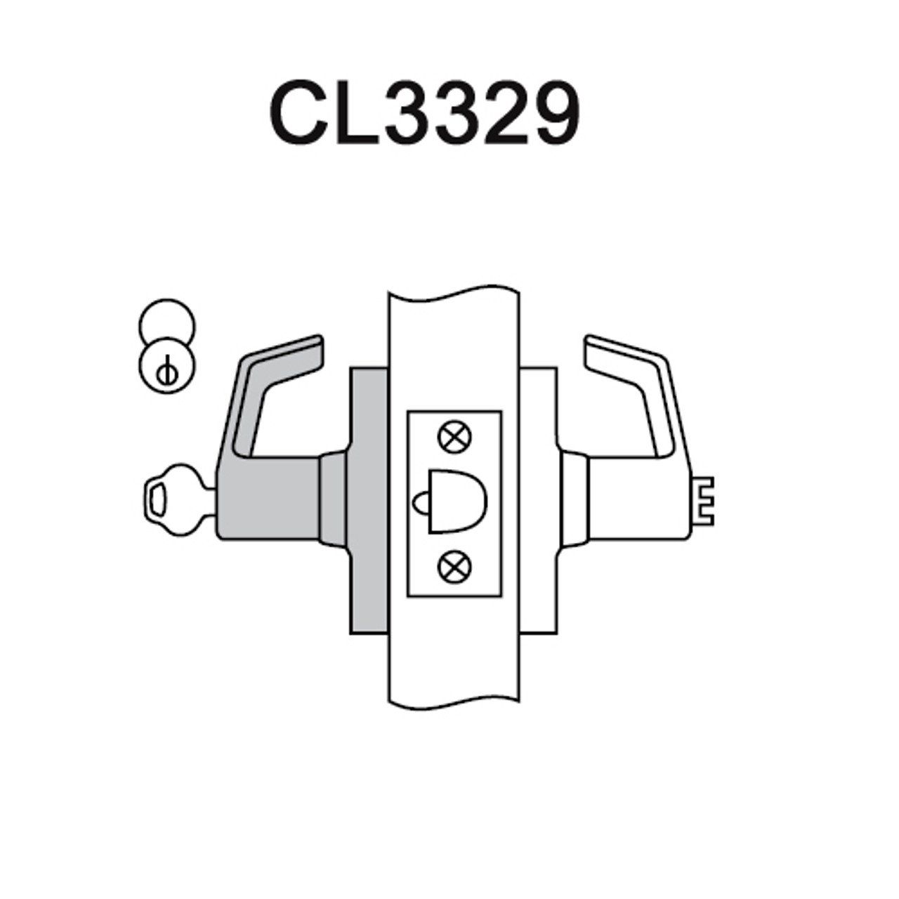 CL3329-AZD-618 Corbin CL3300 Series Extra Heavy Duty Hotel Cylindrical Locksets with Armstrong Lever in Bright Nickel Plated