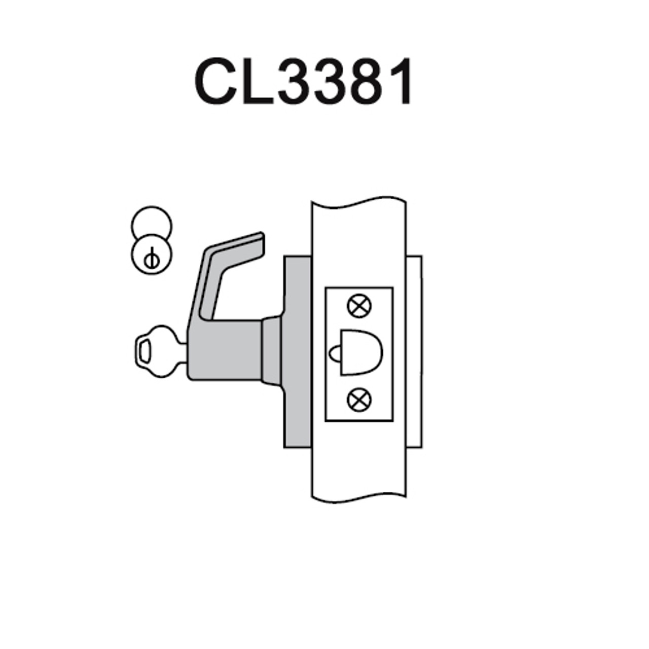CL3381-AZD-619 Corbin CL3300 Series Extra Heavy Duty Keyed with Blank Plate Cylindrical Locksets with Armstrong Lever in Satin Nickel Plated
