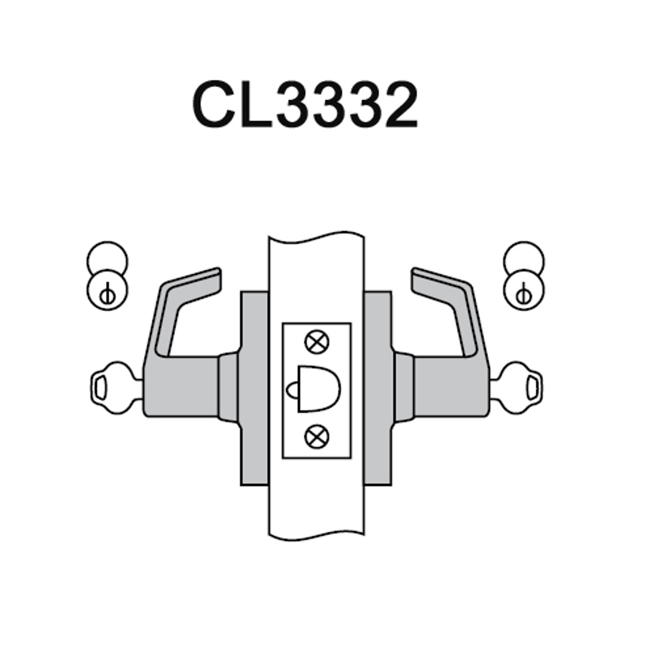 CL3332-AZD-618 Corbin CL3300 Series Extra Heavy Duty Institution Cylindrical Locksets with Armstrong Lever in Bright Nickel Plated