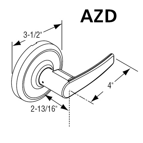 CL3351-AZD-605-LC Corbin CL3300 Series Less Cylinder Extra Heavy Duty Entrance Cylindrical Locksets with Armstrong Lever in Bright Brass