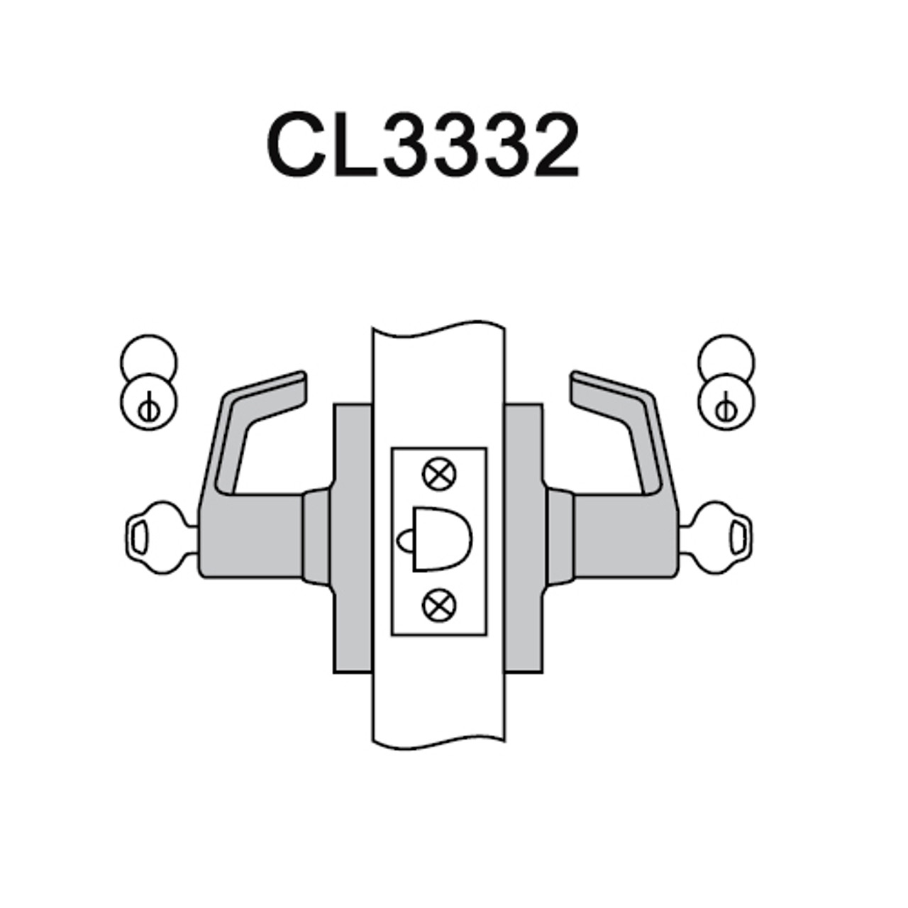 CL3332-AZD-612-LC Corbin CL3300 Series Less Cylinder Extra Heavy Duty Institution Cylindrical Locksets with Armstrong Lever in Satin Bronze