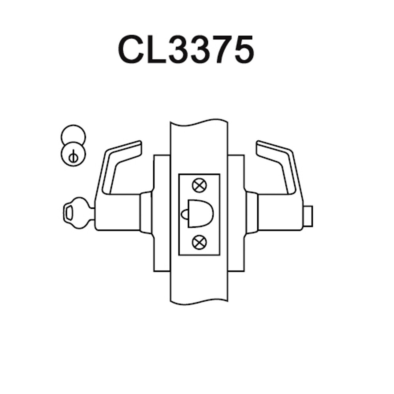 CL3375-AZD-618-CL6 Corbin CL3300 Series IC 6-Pin Less Core Extra Heavy Duty Corridor/Dormitory Cylindrical Locksets with Armstrong Lever in Bright Nickel Plated