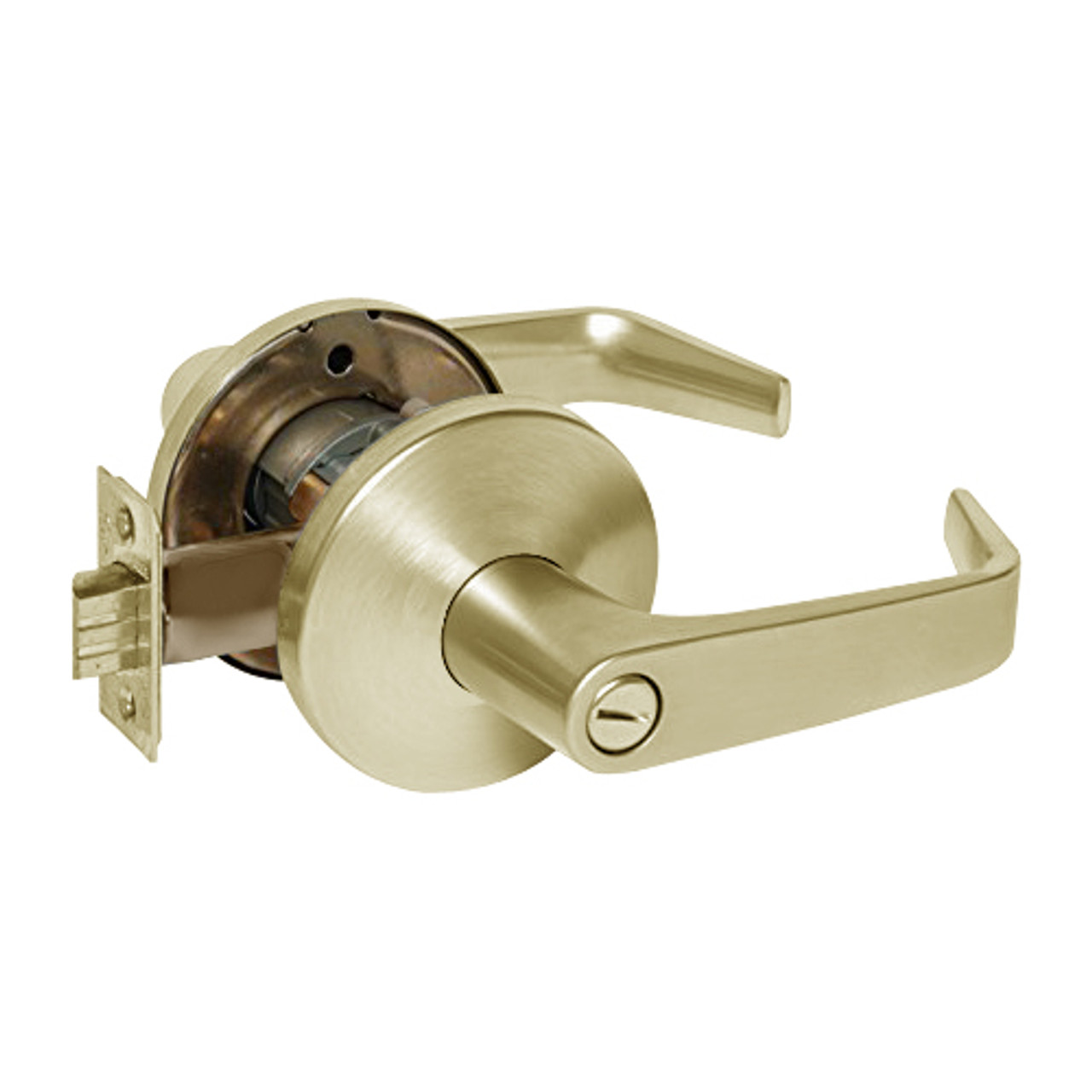 9K30L15LSTK606 Best 9K Series Privacy Heavy Duty Cylindrical Lever Locks with Contour Angle with Return Lever Design in Satin Brass