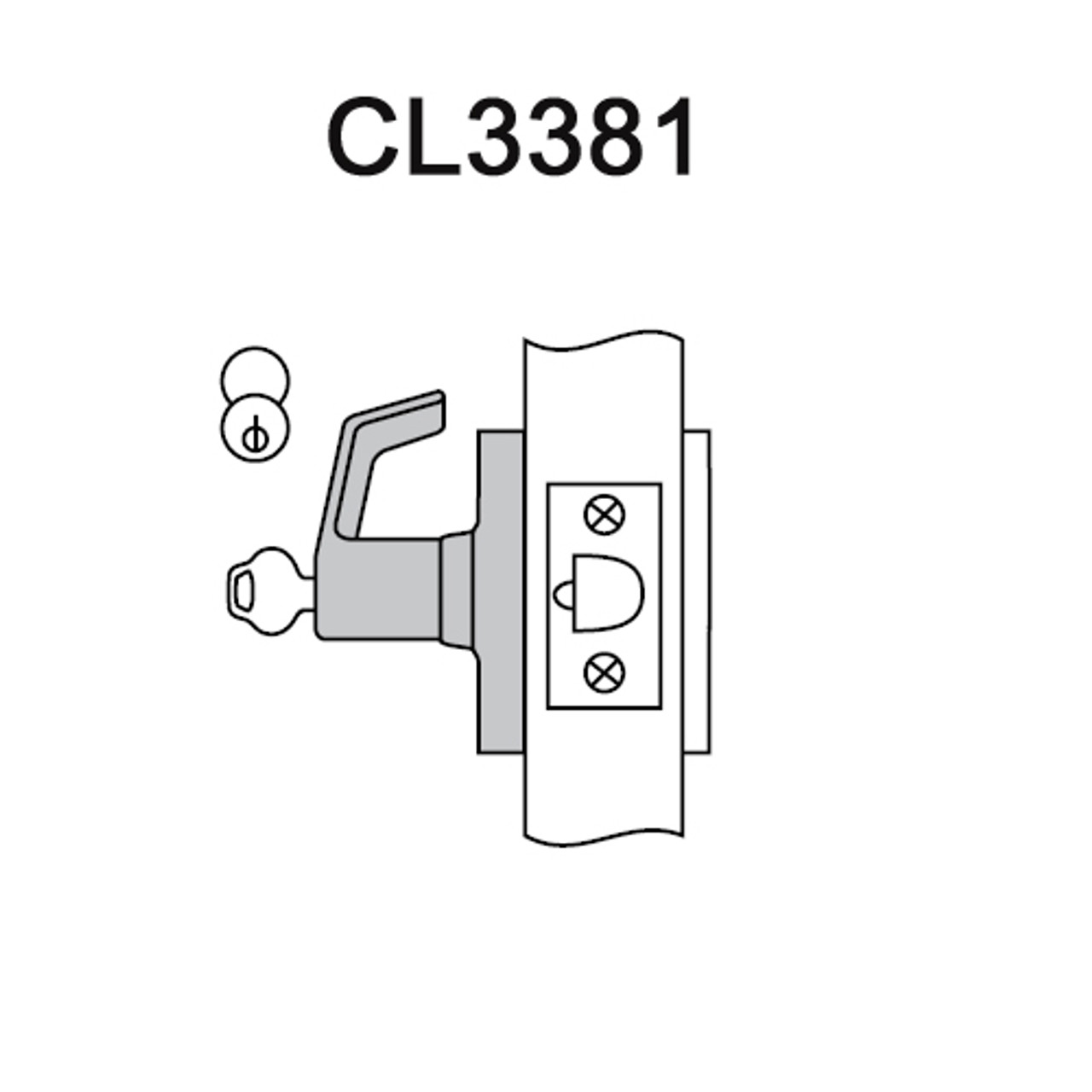 CL3381-PZD-605 Corbin CL3300 Series Extra Heavy Duty Keyed with Blank Plate Cylindrical Locksets with Princeton Lever in Bright Brass