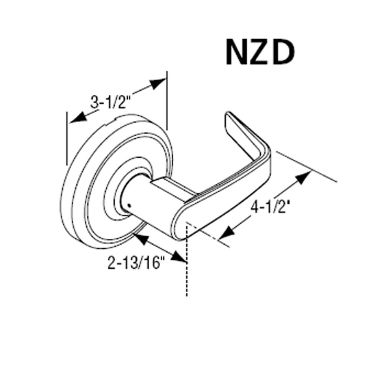 CL3310-NZD-606 Corbin CL3300 Series Extra Heavy Duty Passage Cylindrical Locksets with Newport Lever in Satin Brass