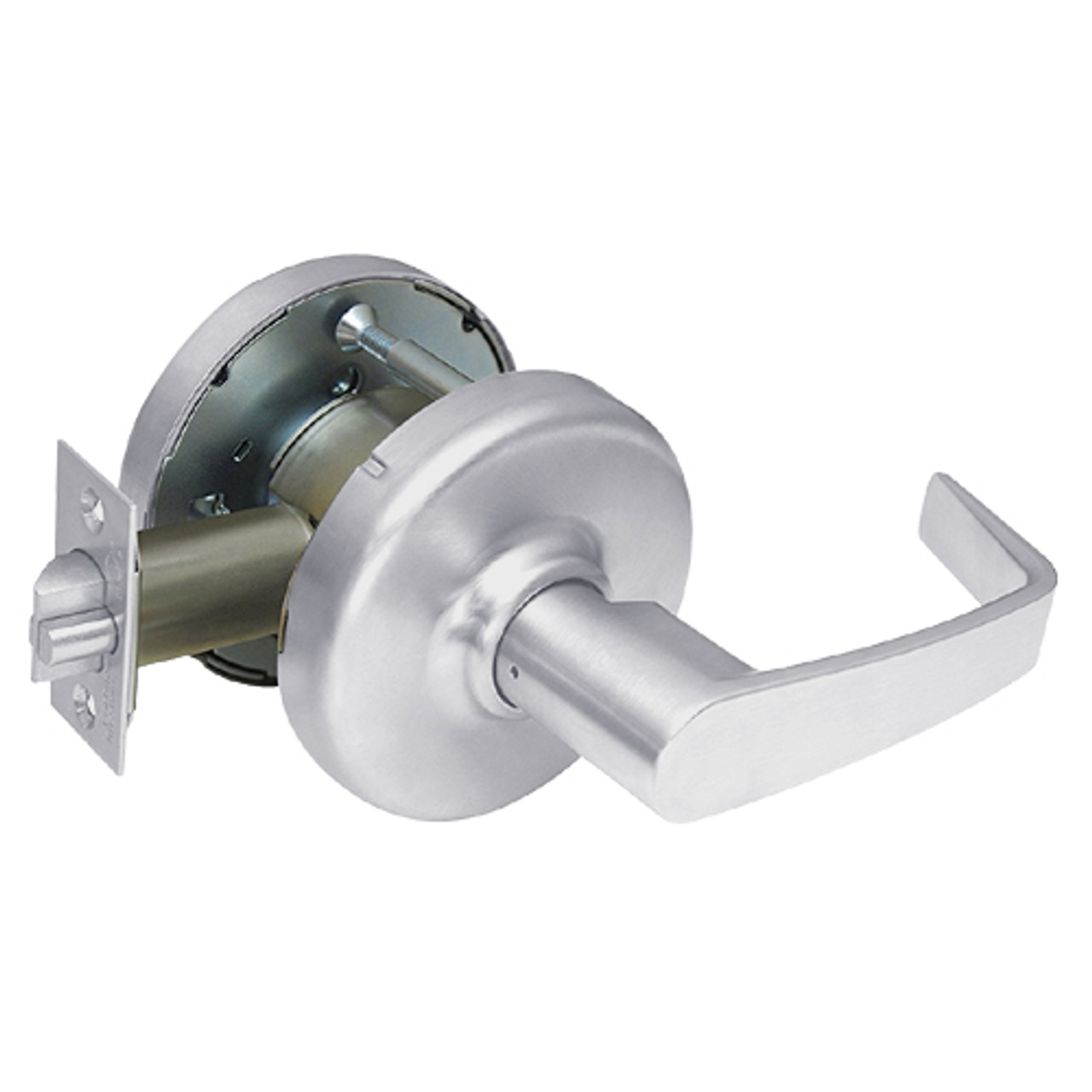 CL3380-NZD-626 Corbin CL3300 Series Extra Heavy Duty Passage with Blank Plate Cylindrical Locksets with Newport Lever in Satin Chrome Finish