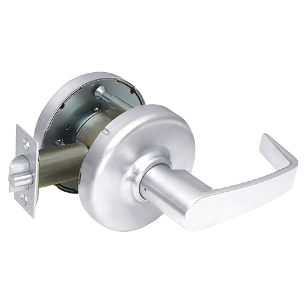 CL3380-NZD-625 Corbin CL3300 Series Extra Heavy Duty Passage with Blank Plate Cylindrical Locksets with Newport Lever in Bright Chrome Finish