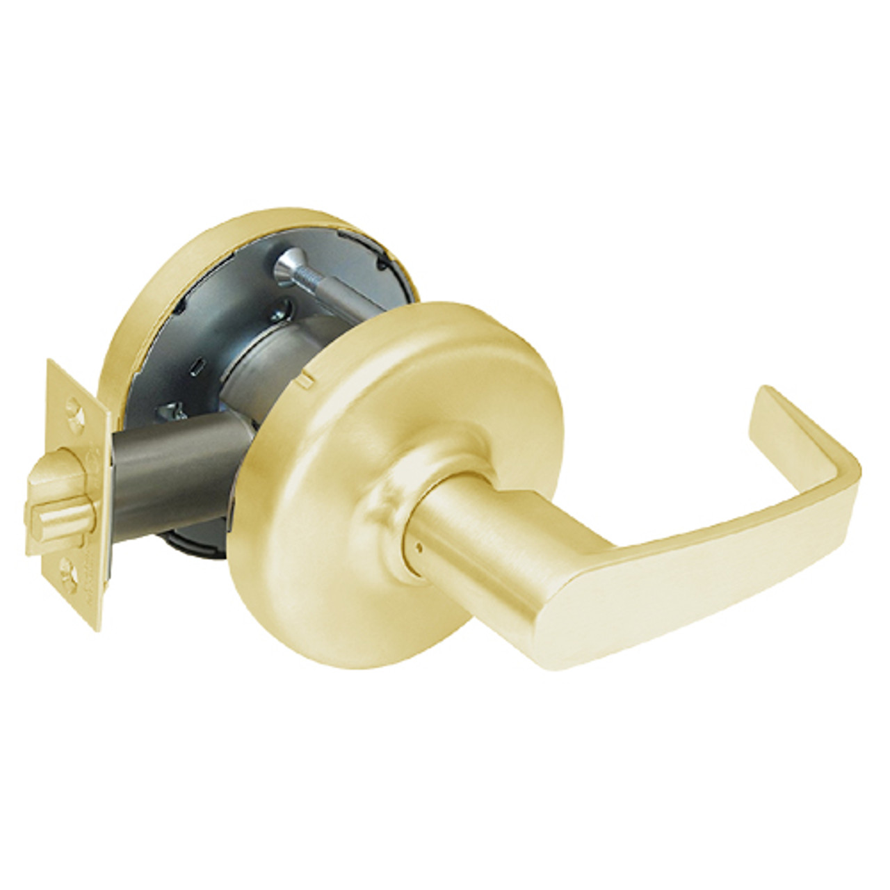 CL3390-NZD-605 Corbin CL3300 Series Extra Heavy Duty Passage with Turnpiece Cylindrical Locksets with Newport Lever in Bright Brass Finish