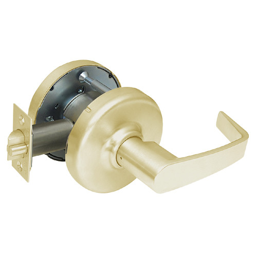 CL3390-NZD-606 Corbin CL3300 Series Extra Heavy Duty Passage with Turnpiece Cylindrical Locksets with Newport Lever in Satin Brass Finish