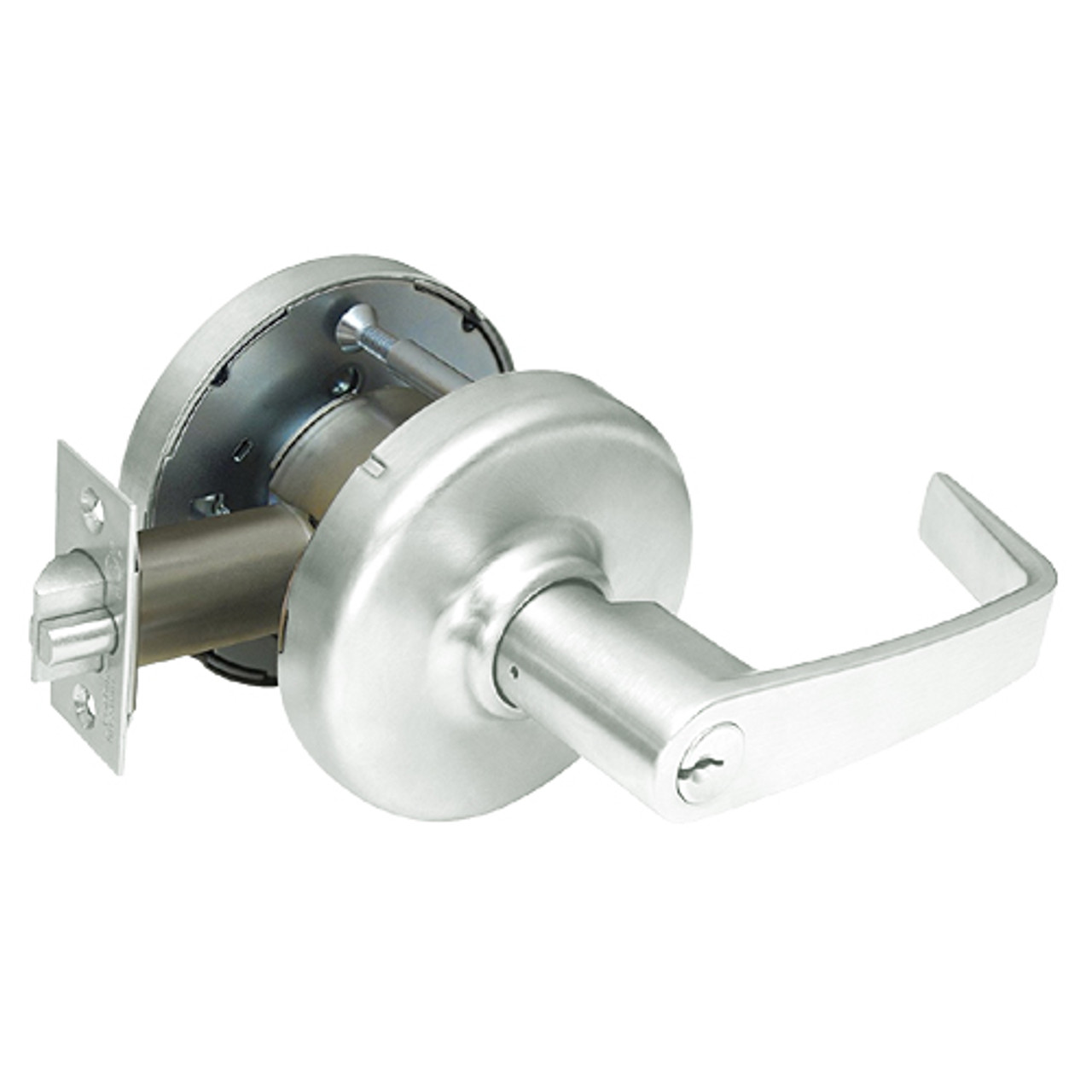 CL3381-NZD-618 Corbin CL3300 Series Extra Heavy Duty Keyed with Blank Plate Cylindrical Locksets with Newport Lever in Bright Nickel Plated Finish
