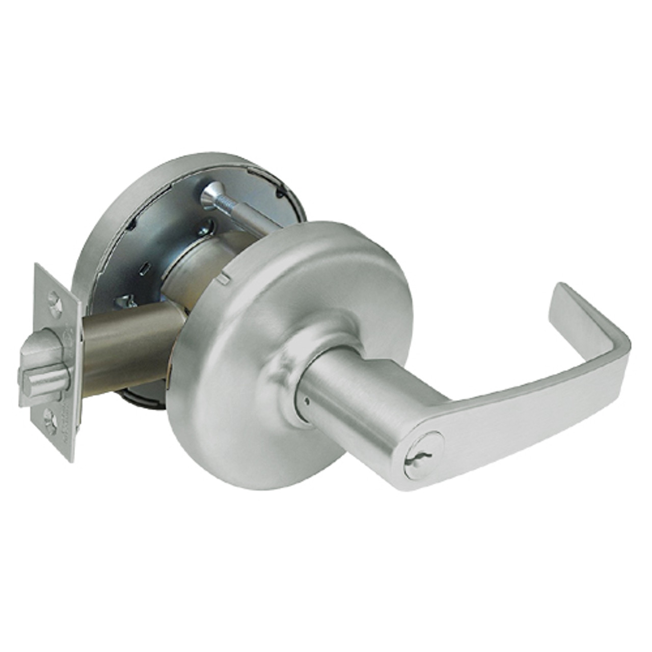 CL3391-NZD-619 Corbin CL3300 Series Extra Heavy Duty Keyed with Turnpiece Cylindrical Locksets with Newport Lever in Satin Nickel Plated Finish