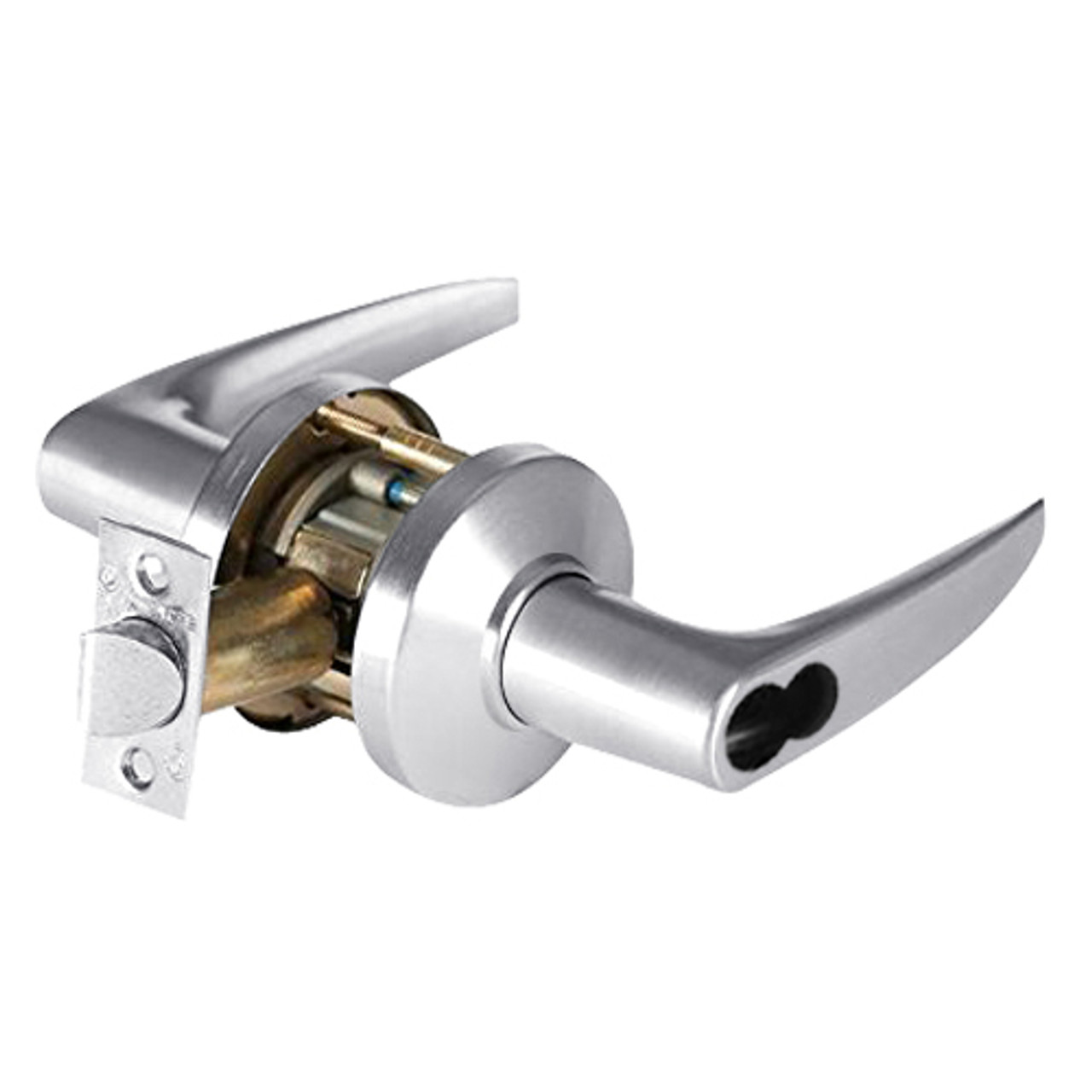 9K37AB16CSTK625 Best 9K Series Entrance Cylindrical Lever Locks with Curved without Return Lever Design Accept 7 Pin Best Core in Bright Chrome