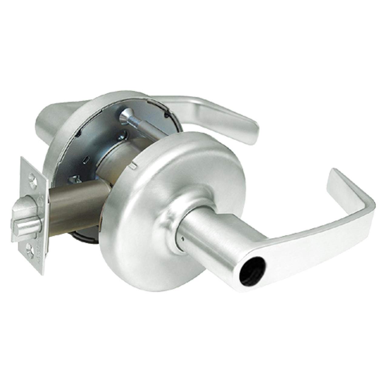 CL3359-NZD-618-LC Corbin CL3300 Series Less Cylinder Extra Heavy Duty Storeroom or Public Restroom Cylindrical Locksets with Newport Lever in Bright Nickel Plated Finish
