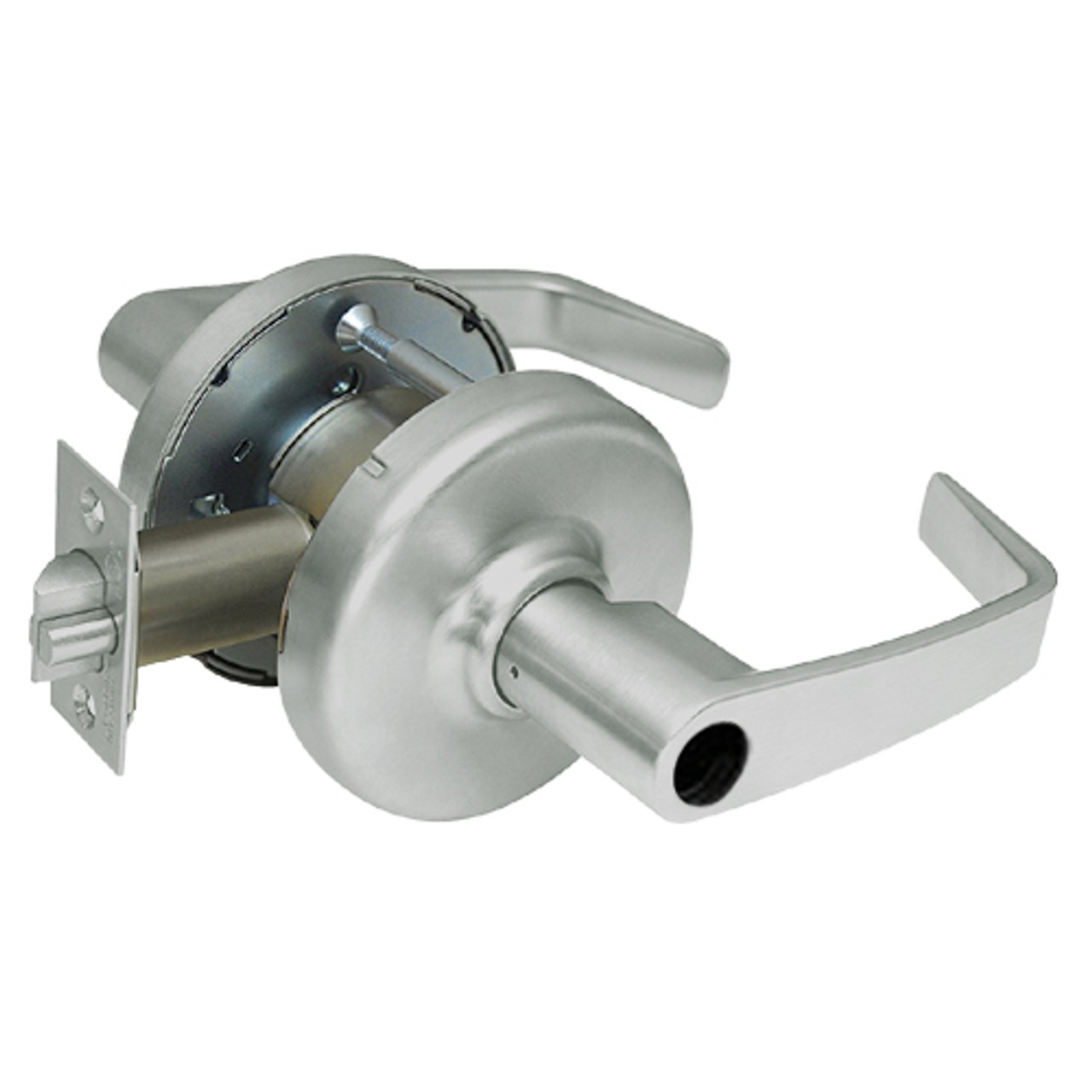 CL3359-NZD-619-LC Corbin CL3300 Series Less Cylinder Extra Heavy Duty Storeroom or Public Restroom Cylindrical Locksets with Newport Lever in Satin Nickel Plated Finish