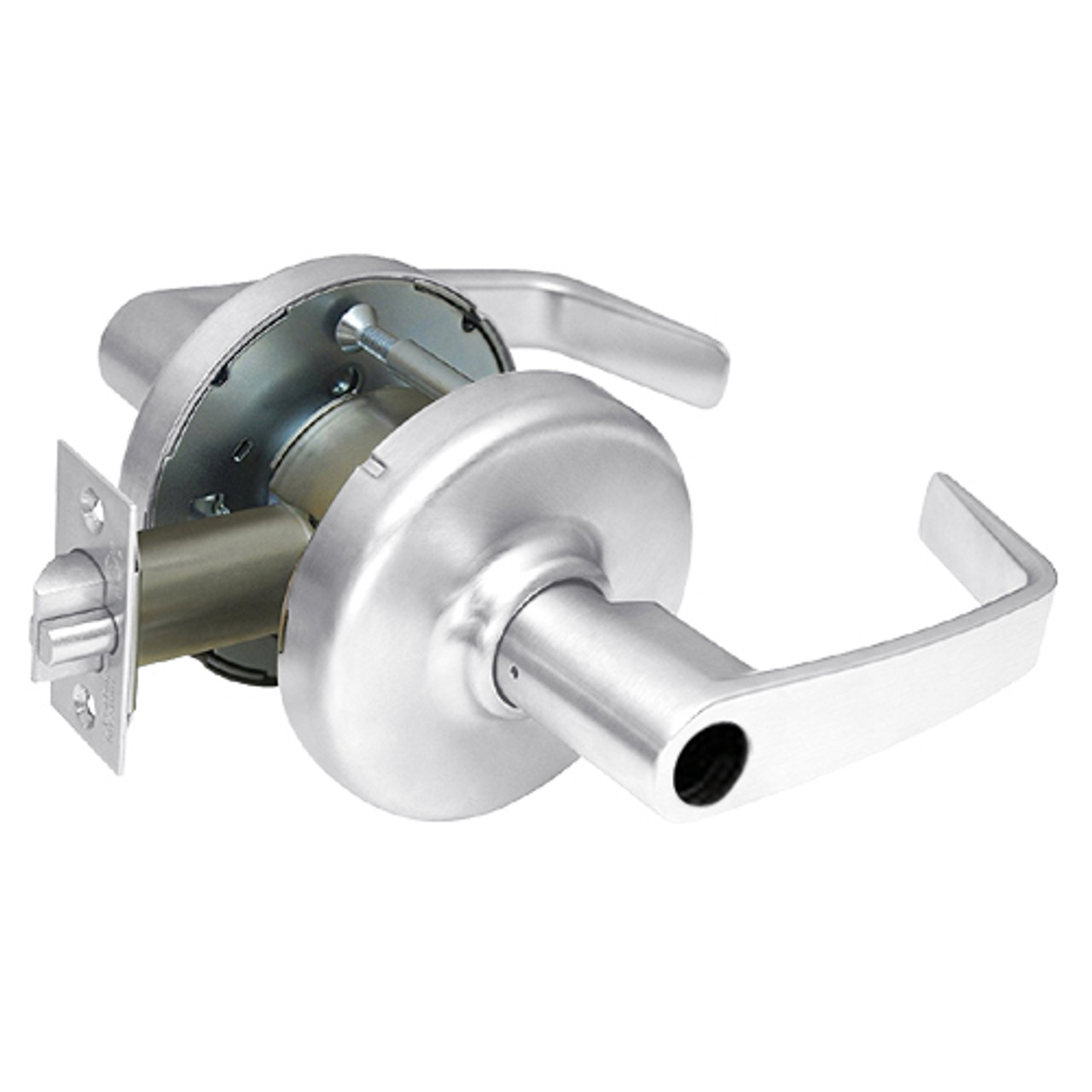 CL3375-NZD-625-LC Corbin CL3300 Series Less Cylinder Extra Heavy Duty Corridor/Dormitory Cylindrical Locksets with Newport Lever in Bright Chrome Finish