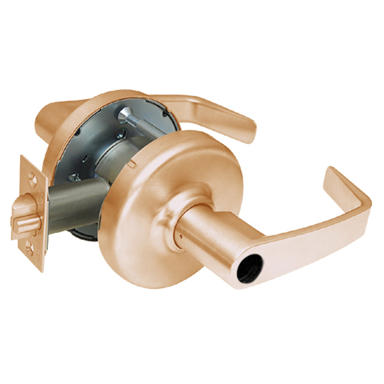 CL3393-NZD-612-LC Corbin CL3300 Series Less Cylinder Extra Heavy Duty Service Station Cylindrical Locksets with Newport Lever in Satin Bronze Finish