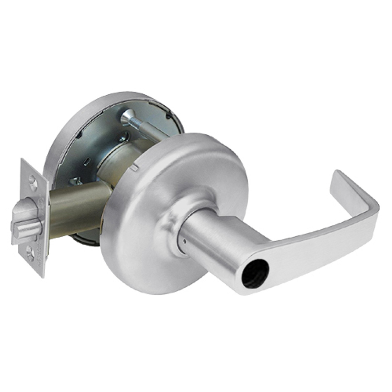 CL3381-NZD-626-LC Corbin CL3300 Series Less Cylinder Extra Heavy Duty Keyed with Blank Plate Cylindrical Locksets with Newport Lever in Satin Chrome Finish