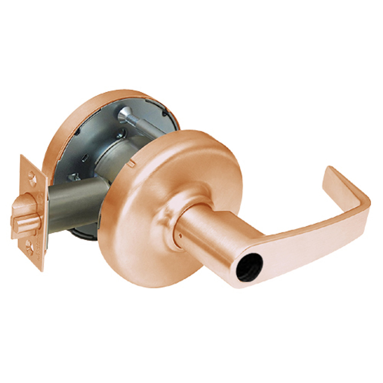CL3381-NZD-612-LC Corbin CL3300 Series Less Cylinder Extra Heavy Duty Keyed with Blank Plate Cylindrical Locksets with Newport Lever in Satin Bronze Finish