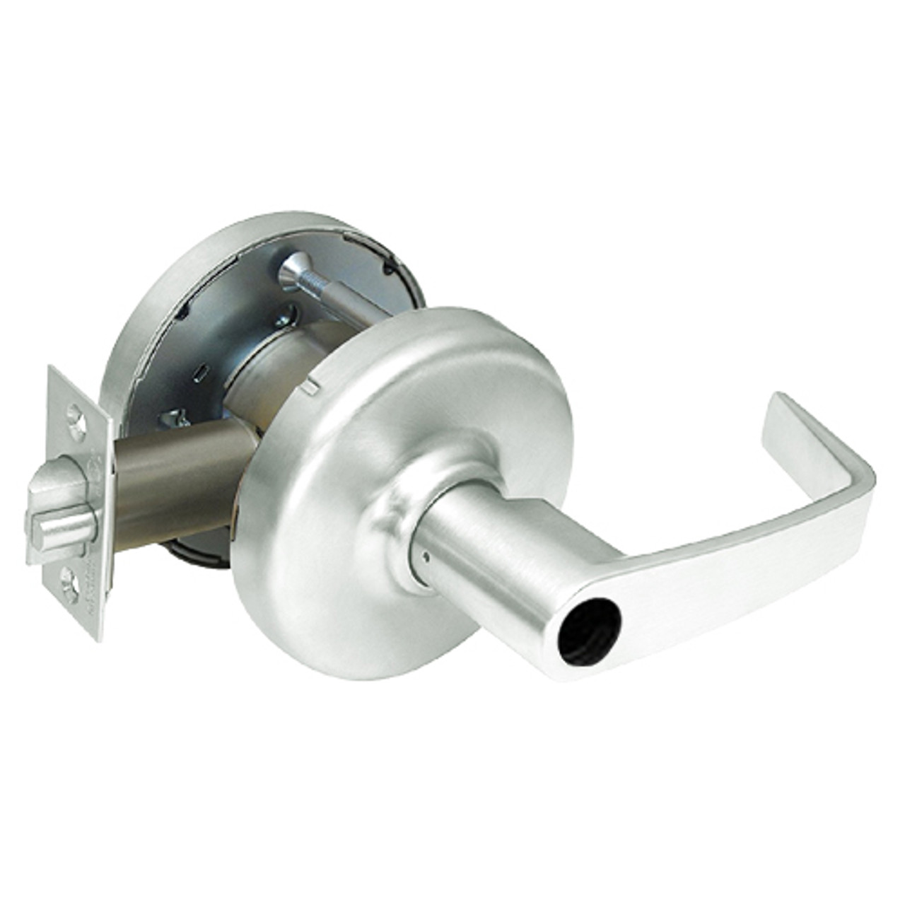 CL3381-NZD-618-LC Corbin CL3300 Series Less Cylinder Extra Heavy Duty Keyed with Blank Plate Cylindrical Locksets with Newport Lever in Bright Nickel Plated Finish