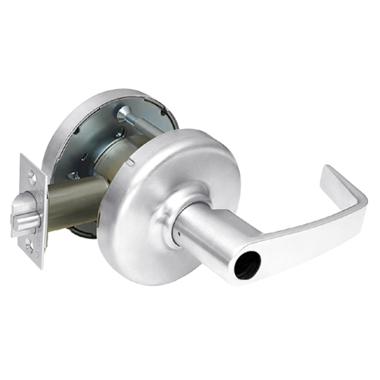 CL3381-NZD-625-LC Corbin CL3300 Series Less Cylinder Extra Heavy Duty Keyed with Blank Plate Cylindrical Locksets with Newport Lever in Bright Chrome Finish
