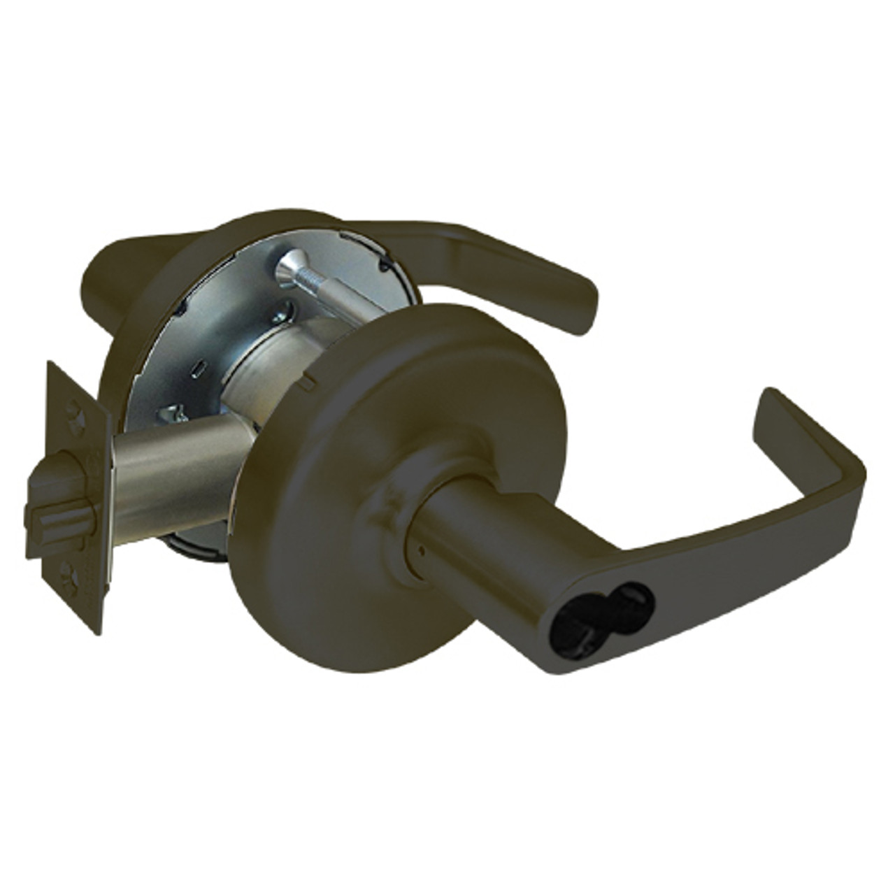 CL3359-NZD-613-CL6 Corbin CL3300 Series IC 6-Pin Less Core Extra Heavy Duty Storeroom or Public Restroom Cylindrical Locksets with Newport Lever in Oil Rubbed Bronze Finish