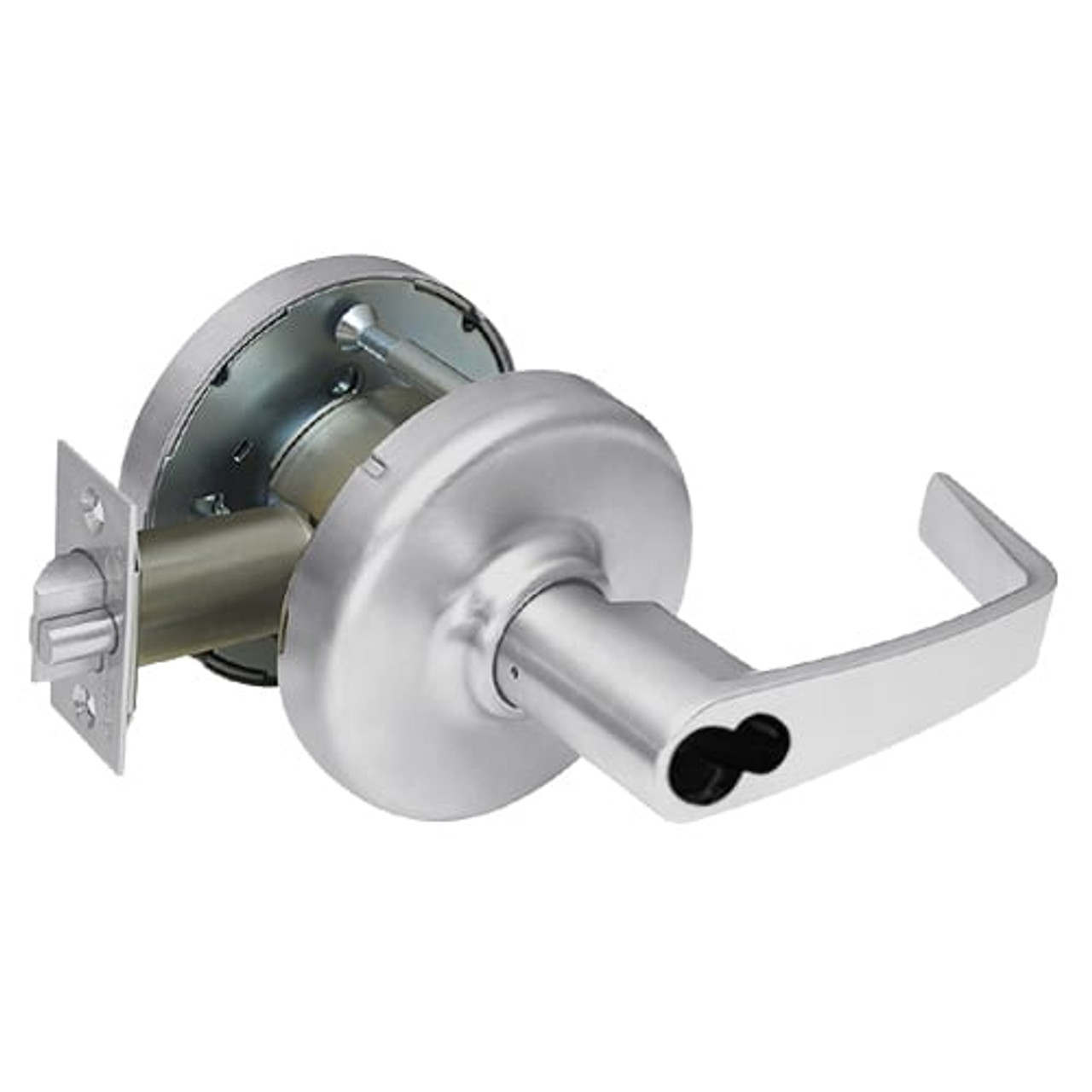 CL3391-NZD-626-CL6 Corbin CL3300 Series IC 6-Pin Less Core Extra Heavy Duty Keyed with Turnpiece Cylindrical Locksets with Newport Lever in Satin Chrome Finish