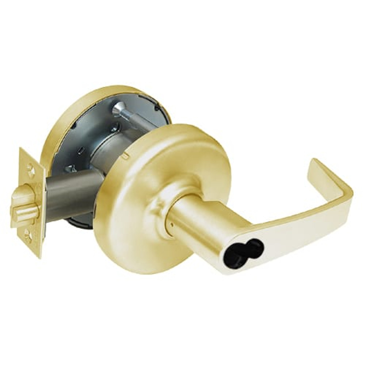 CL3391-NZD-605-CL6 Corbin CL3300 Series IC 6-Pin Less Core Extra Heavy Duty Keyed with Turnpiece Cylindrical Locksets with Newport Lever in Bright Brass Finish