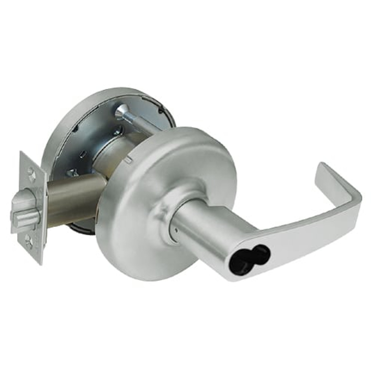 CL3391-NZD-619-CL6 Corbin CL3300 Series IC 6-Pin Less Core Extra Heavy Duty Keyed with Turnpiece Cylindrical Locksets with Newport Lever in Satin Nickel Plated Finish