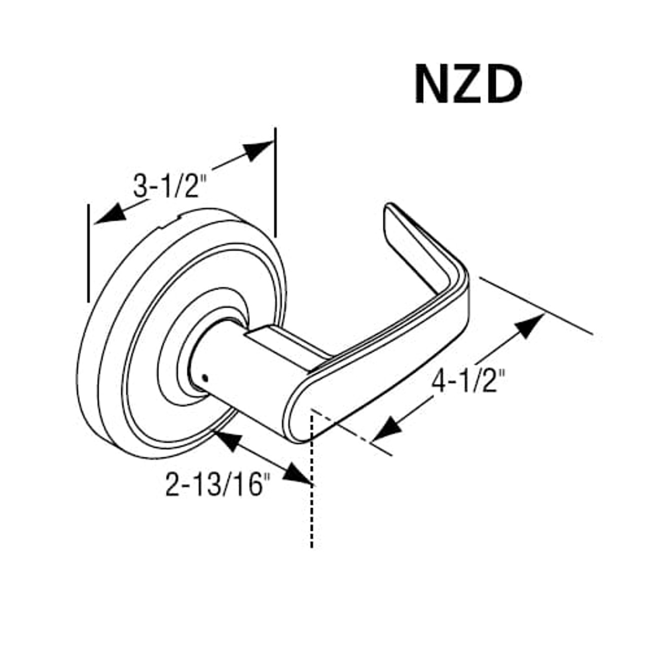 CL3510-NZD-625 Corbin CL3500 Series Heavy Duty Passage Cylindrical Locksets with Newport Lever in Bright Chrome