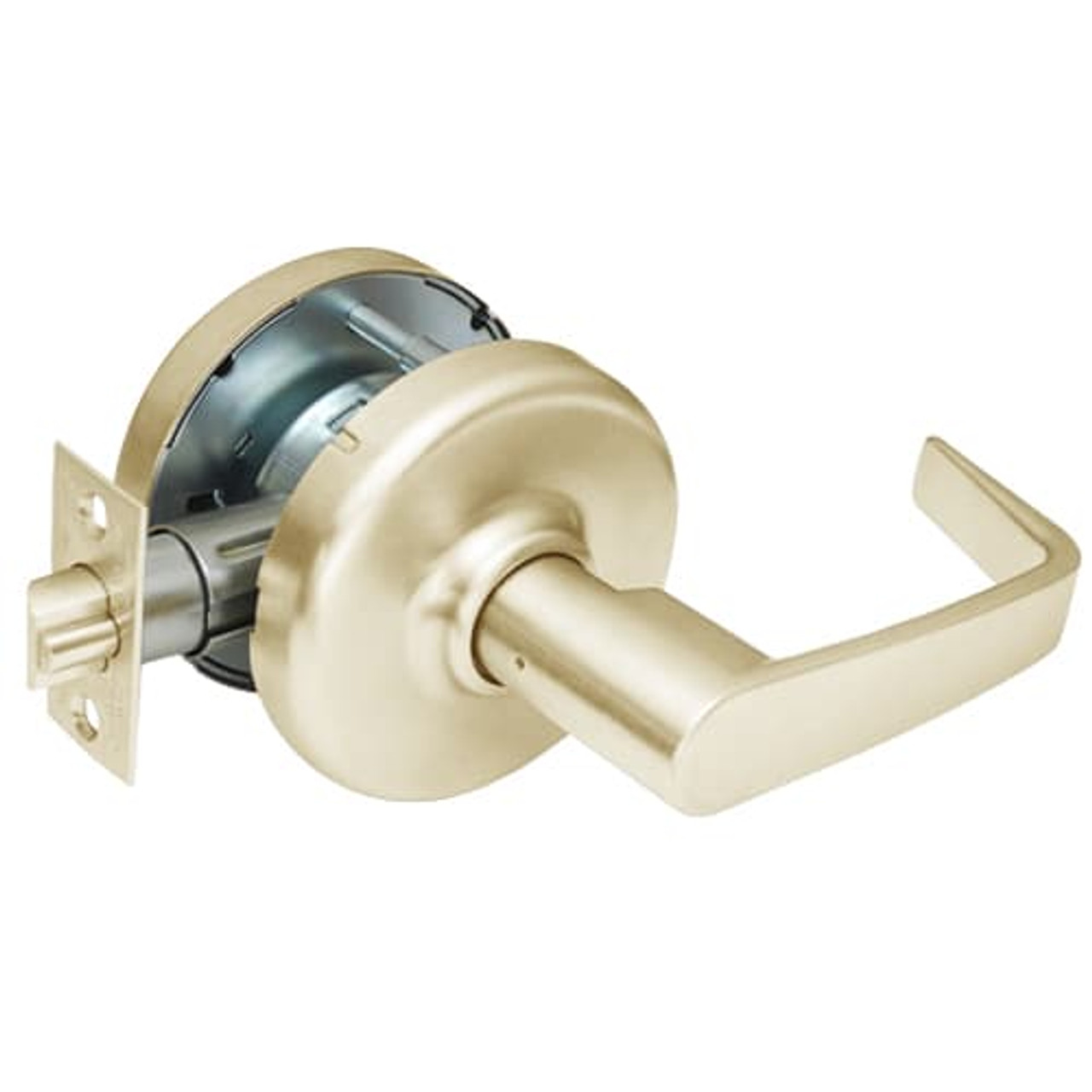 CL3580-NZD-606 Corbin CL3500 Series Heavy Duty Passage with Blank Plate Cylindrical Locksets with Newport Lever in Satin Brass Finish