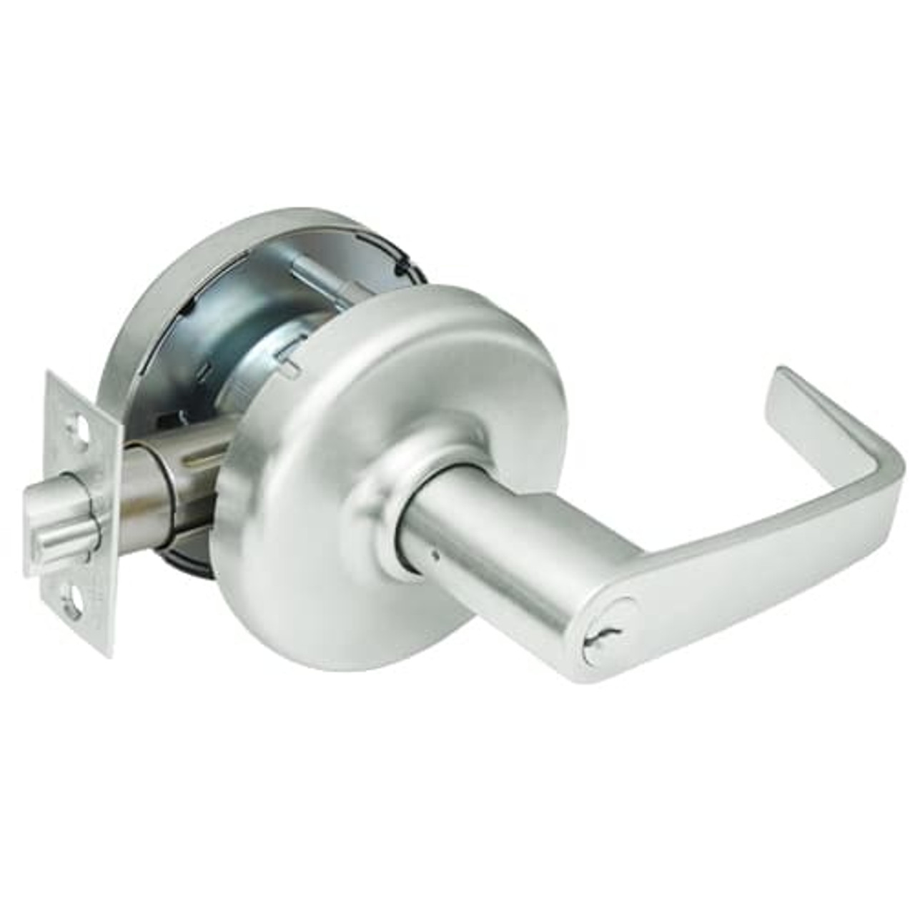 CL3581-NZD-618 Corbin CL3500 Series Heavy Duty Keyed with Blank Plate Cylindrical Locksets with Newport Lever in Bright Nickel Plated Finish