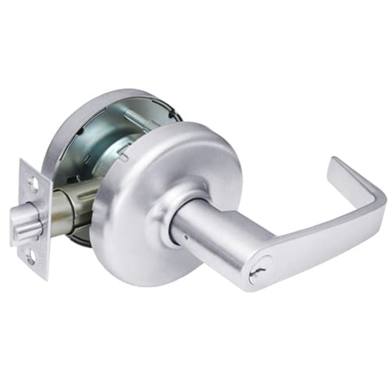 CL3581-NZD-625 Corbin CL3500 Series Heavy Duty Keyed with Blank Plate Cylindrical Locksets with Newport Lever in Bright Chrome Finish