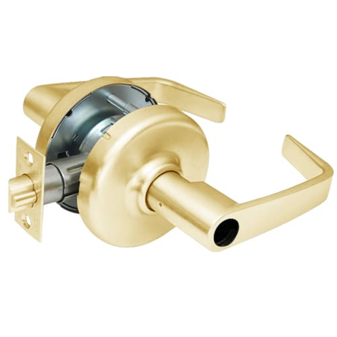 CL3561-NZD-605-LC Corbin CL3500 Series Heavy Duty Less Cylinder Office or Privacy Cylindrical Locksets with Newport Lever in Bright Brass Finish