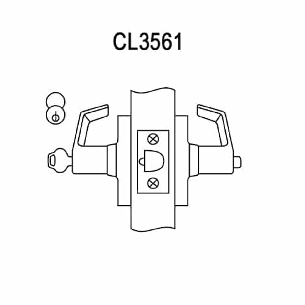 CL3561-NZD-618-LC Corbin CL3500 Series Heavy Duty Less Cylinder Office or Privacy Cylindrical Locksets with Newport Lever in Bright Nickel Plated