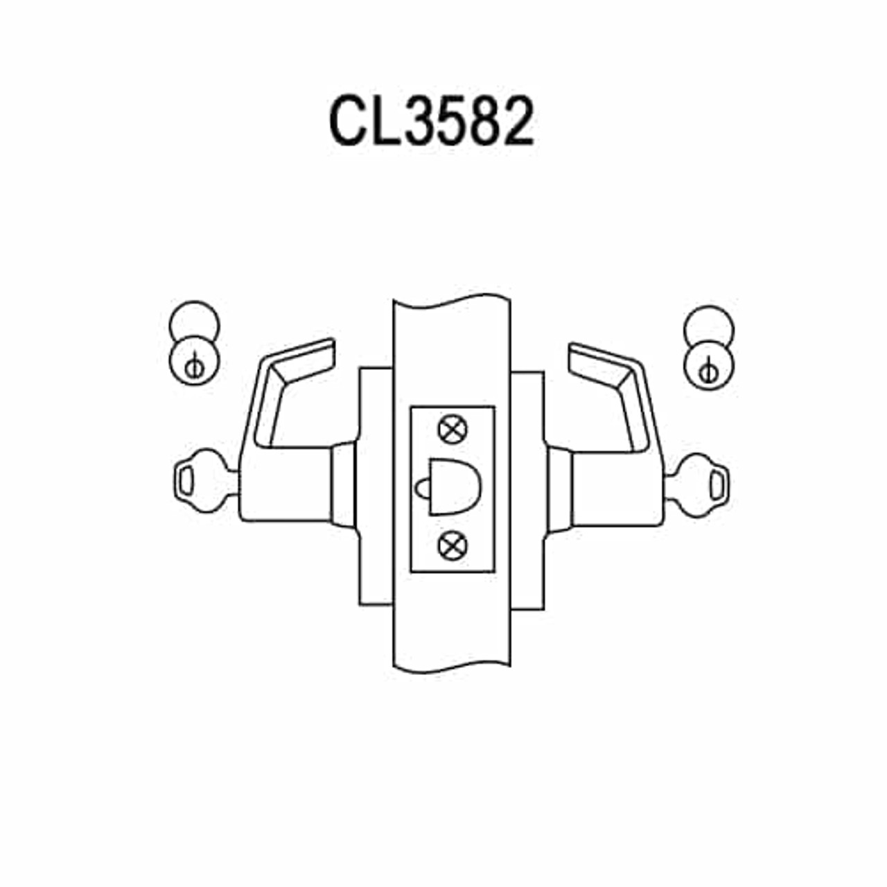 CL3582-NZD-618-LC Corbin CL3500 Series Heavy Duty Less Cylinder Store Door Cylindrical Locksets with Newport Lever in Bright Nickel Plated