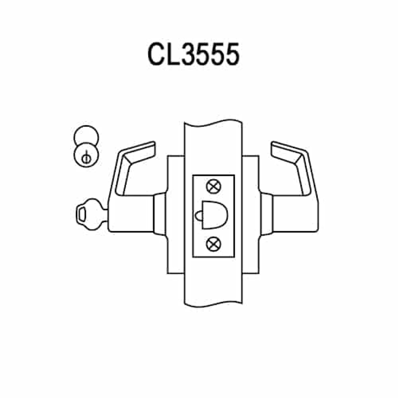 CL3555-NZD-619-CL6 Corbin CL3500 Series IC 6-Pin Less Core Heavy Duty Classroom Cylindrical Locksets with Newport Lever in Satin Nickel Plated