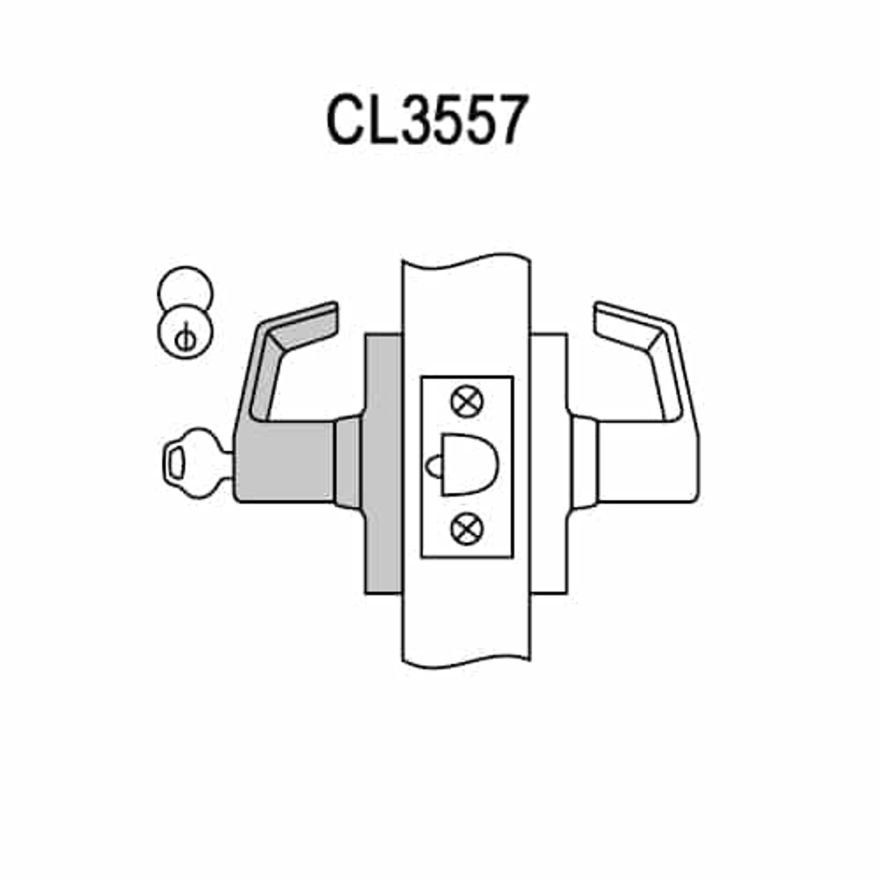 CL3557-NZD-618-CL6 Corbin CL3500 Series IC 6-Pin Less Core Heavy Duty Storeroom Cylindrical Locksets with Newport Lever in Bright Nickel Plated