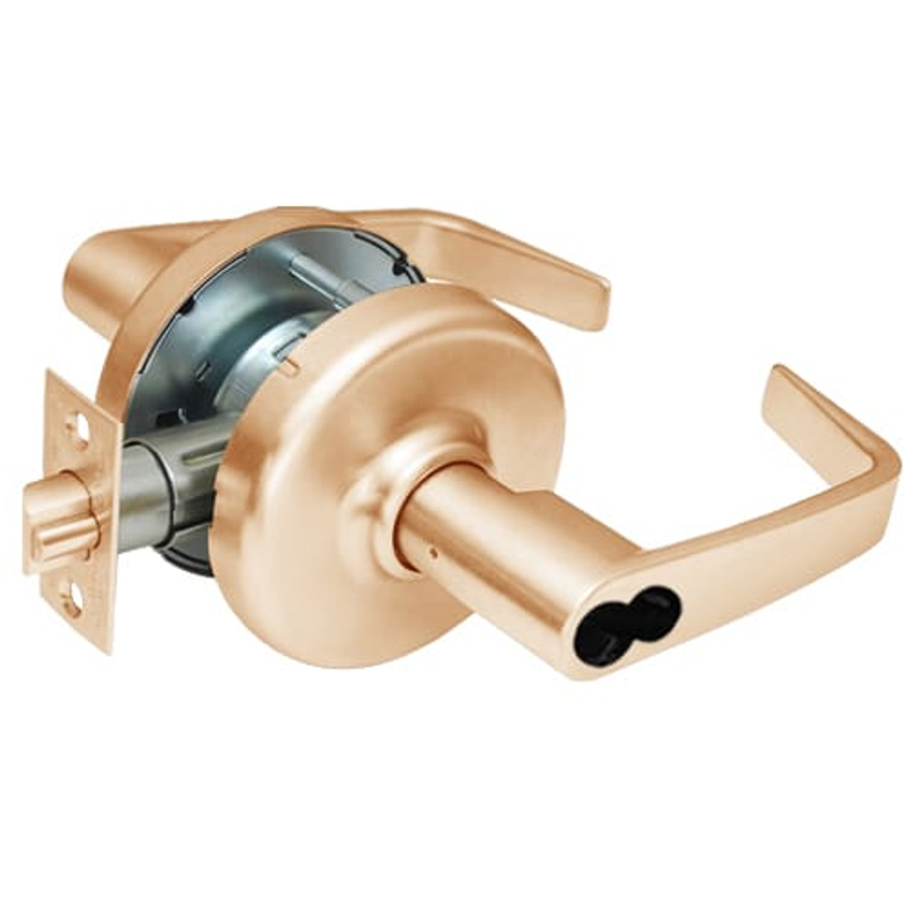CL3561-NZD-612-CL7 Corbin CL3500 Series IC 7-Pin Less Core Heavy Duty Office or Privacy Cylindrical Locksets with Newport Lever in Satin Bronze Finish