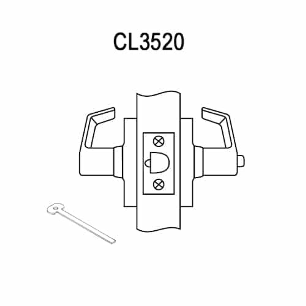 CL3520-PZD-618 Corbin CL3500 Series Heavy Duty Privacy Cylindrical Locksets with Princeton Lever in Bright Nickel Plated