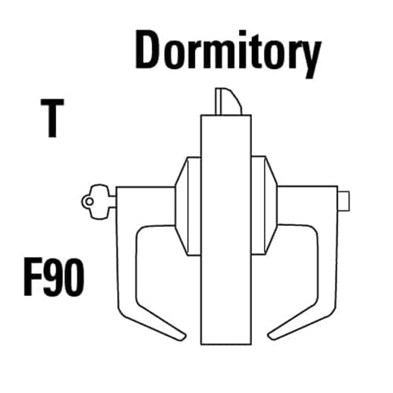 9K37T14DSTK626 Best 9K Series Dormitory Cylindrical Lever Locks with Curved with Return Lever Design Accept 7 Pin Best Core in Satin Chrome