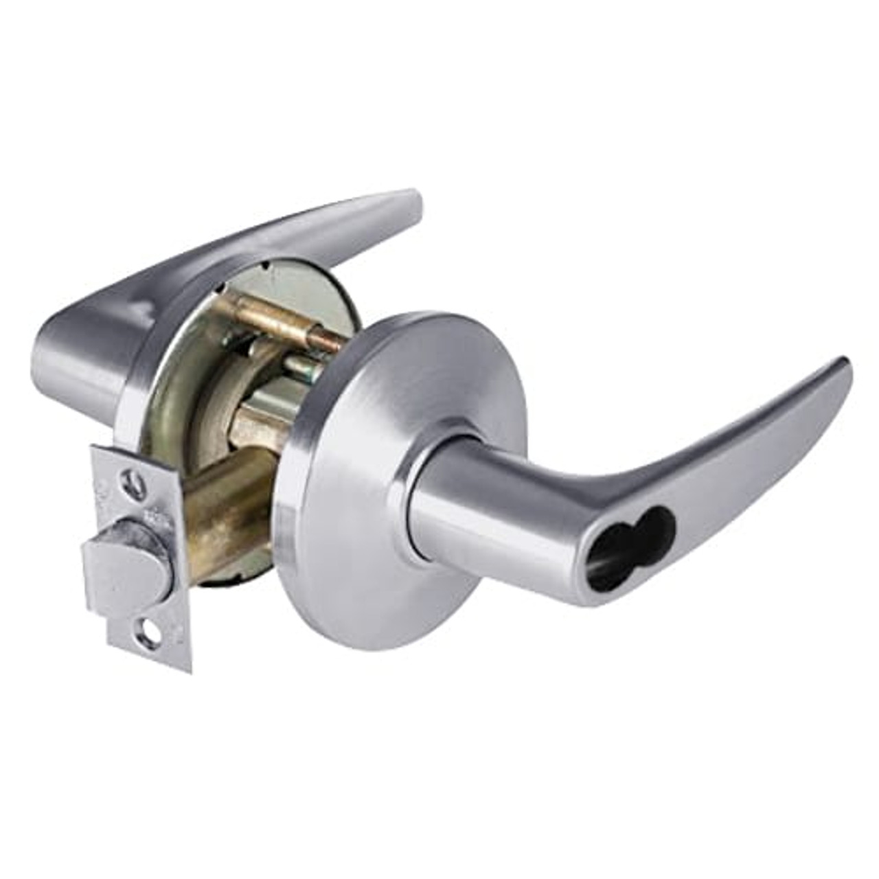 9K37T16DSTK626 Best 9K Series Dormitory Cylindrical Lever Locks with Curved without Return Lever Design Accept 7 Pin Best Core in Satin Chrome