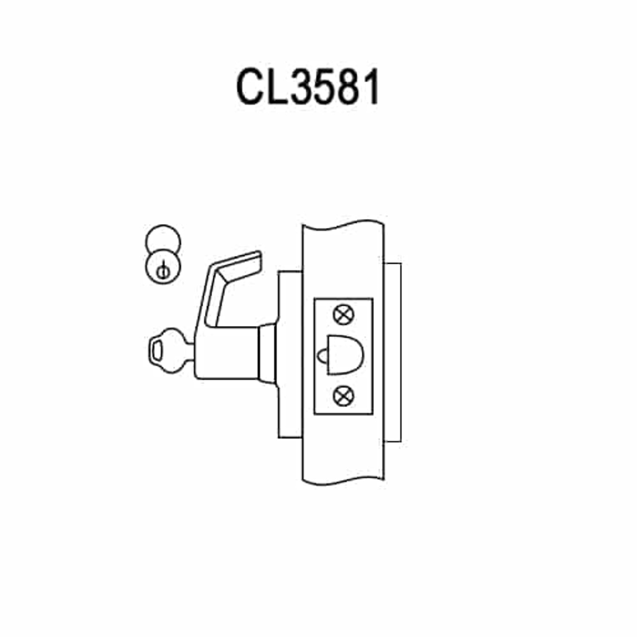 CL3581-AZD-625 Corbin CL3500 Series Heavy Duty Keyed with Blank Plate Cylindrical Locksets with Armstrong Lever in Bright Chrome