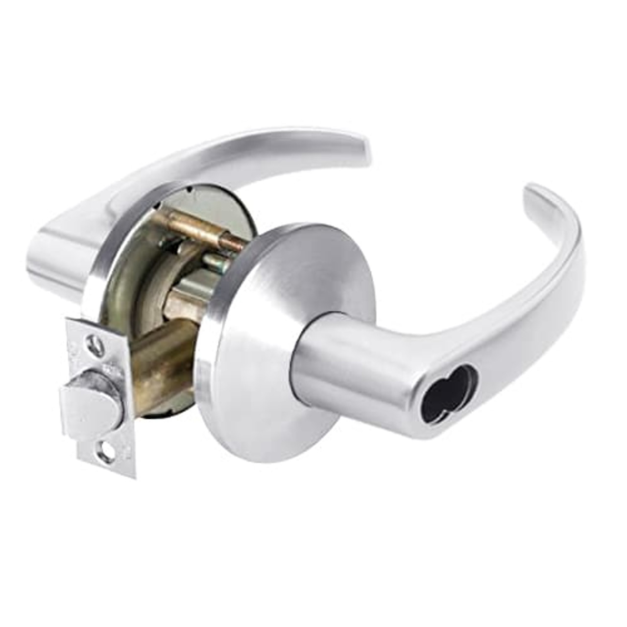 9K37C14LS3625 Best 9K Series Corridor Cylindrical Lever Locks with Curved with Return Lever Design Accept 7 Pin Best Core in Bright Chrome