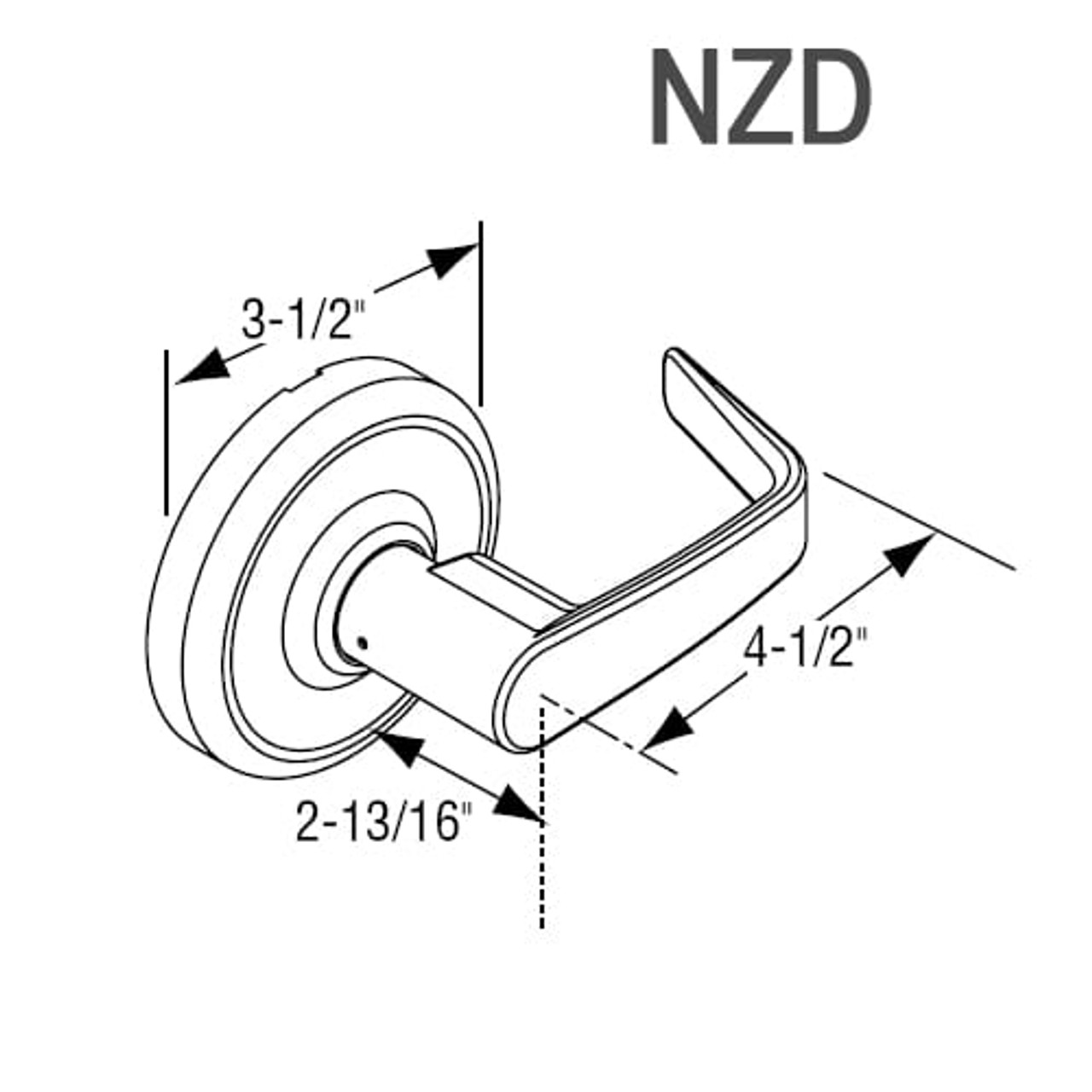 CL3880-NZD-619 Corbin CL3800 Series Standard-Duty Passage with Blank Plate Cylindrical Locksets with Newport Lever in Satin Nickel Plated