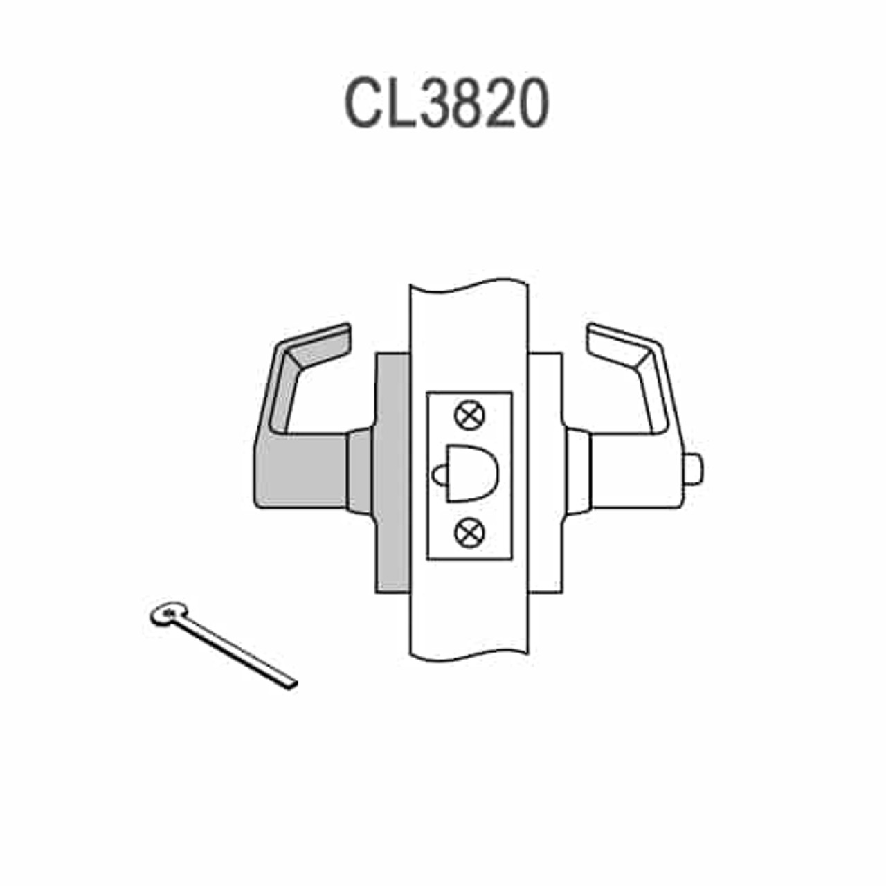 CL3820-AZD-625 Corbin CL3800 Series Standard-Duty Privacy Cylindrical Locksets with Armstrong Lever in Bright Chrome